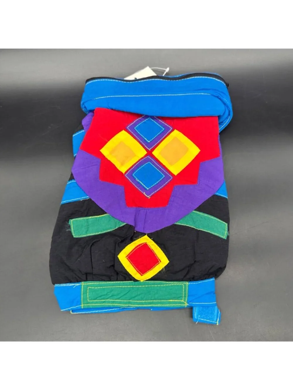 Dog Coat Ski Puffer Jacket Colorful Geometric Hood in Collar Snap Close Medium